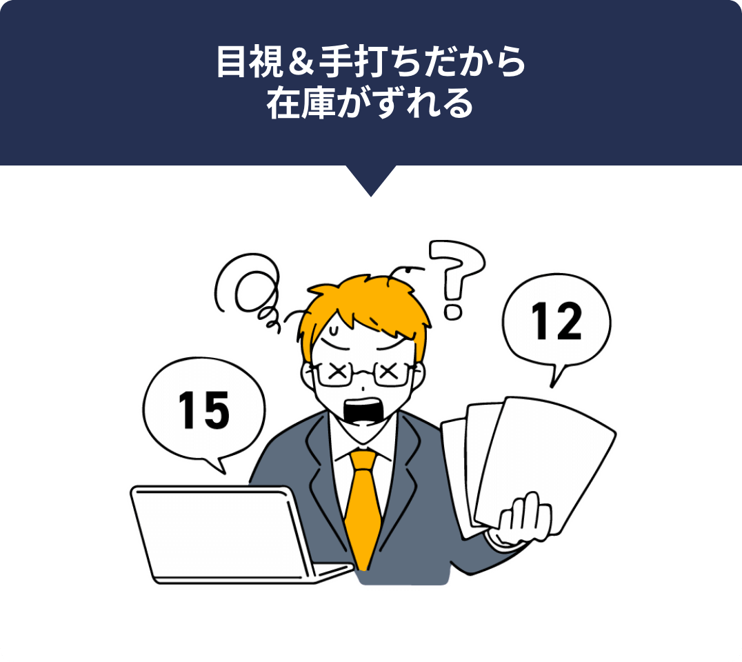 目視＆手打ちだから在庫がずれる